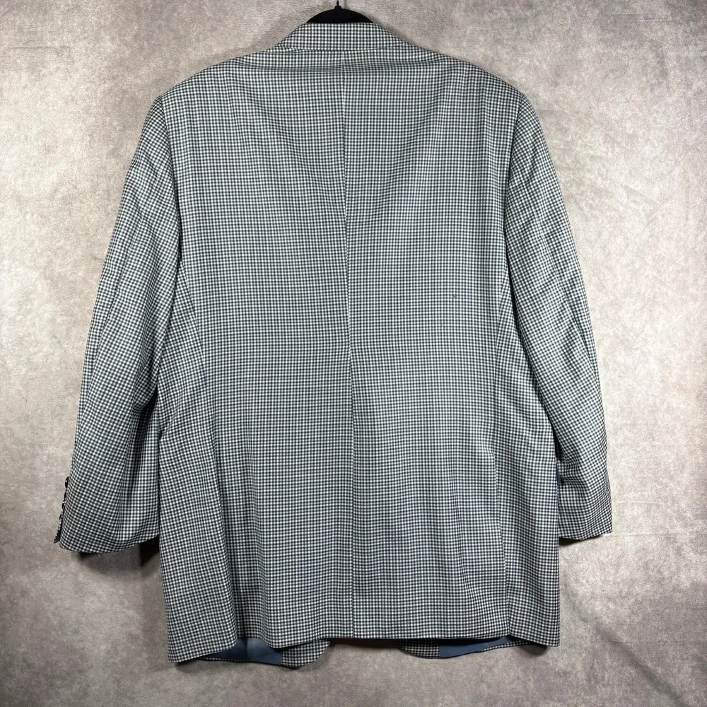 Peter Millar Wool Blazer Sport Coat Mens Size 46T Blue Houndstooth Two-Button